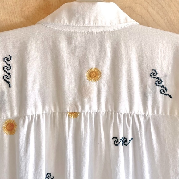 MADEWELL White Embroidered Cotton Button Down Shirt Top XS/S Women’s - Picture 5 of 14